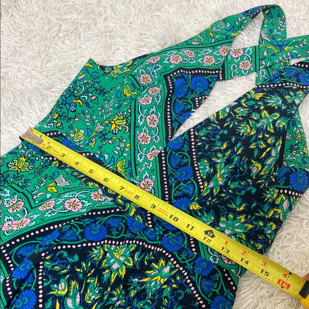 Topshop Green Blue Paisley Handkerchief Midi Dress - Picture 7 of 12
